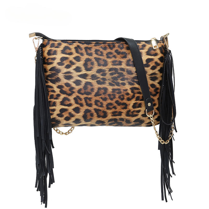 Wholesale PU Leopard Tassel Bag